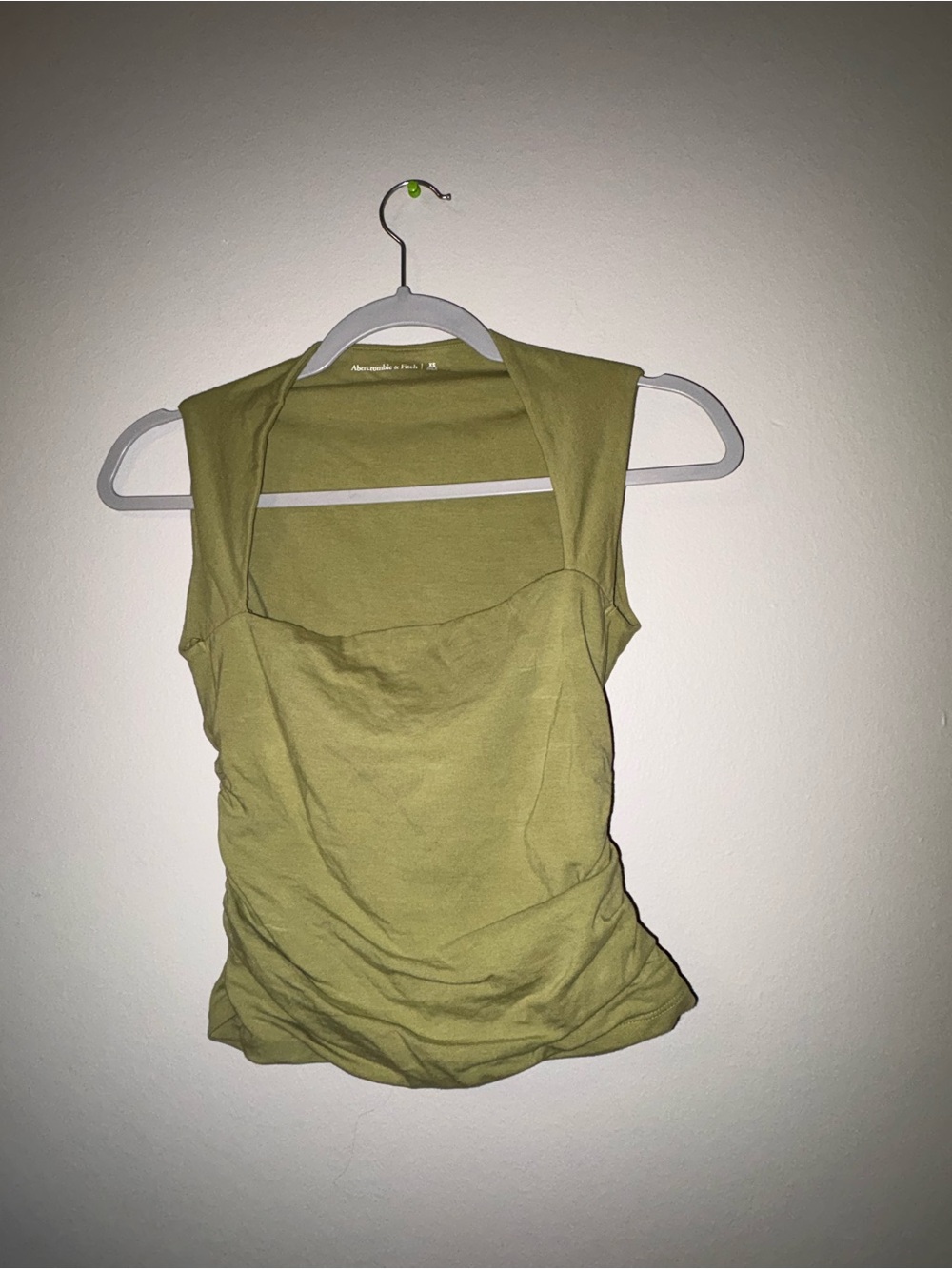 Abercrombie & Fitch Olive Green Ruched Square-Neck Tank